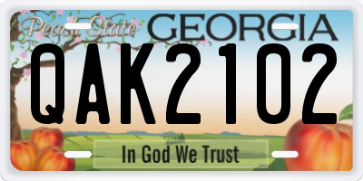 GA license plate QAK2102