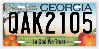 GA license plate QAK2105