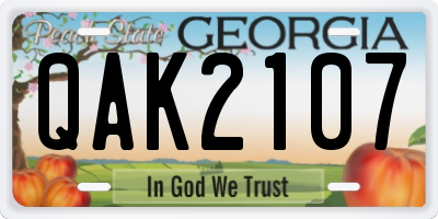 GA license plate QAK2107
