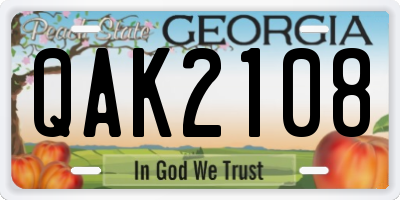 GA license plate QAK2108