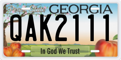 GA license plate QAK2111