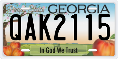 GA license plate QAK2115