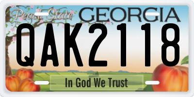 GA license plate QAK2118