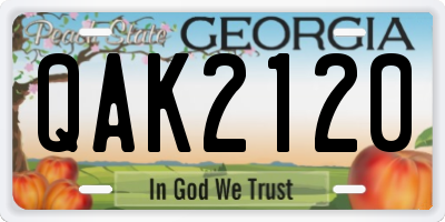 GA license plate QAK2120