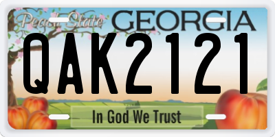 GA license plate QAK2121