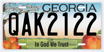 GA license plate QAK2122