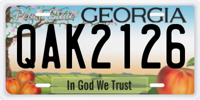 GA license plate QAK2126