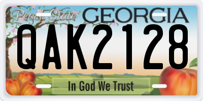 GA license plate QAK2128