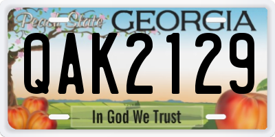 GA license plate QAK2129