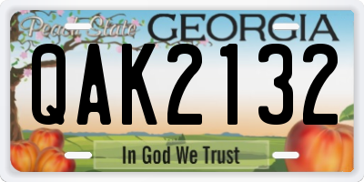 GA license plate QAK2132