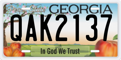 GA license plate QAK2137