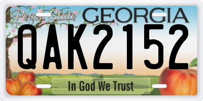 GA license plate QAK2152