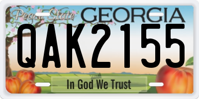 GA license plate QAK2155