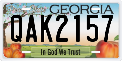 GA license plate QAK2157