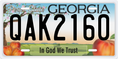 GA license plate QAK2160