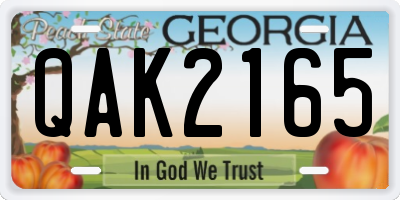 GA license plate QAK2165