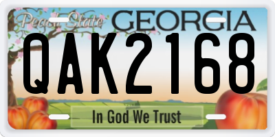 GA license plate QAK2168