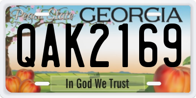GA license plate QAK2169