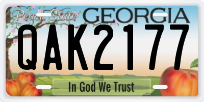 GA license plate QAK2177