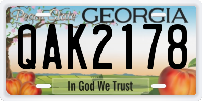 GA license plate QAK2178