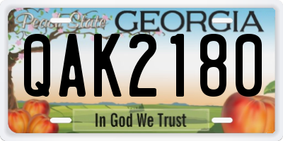 GA license plate QAK2180