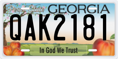 GA license plate QAK2181