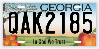 GA license plate QAK2185