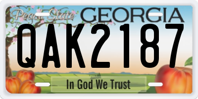 GA license plate QAK2187