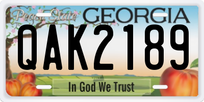 GA license plate QAK2189