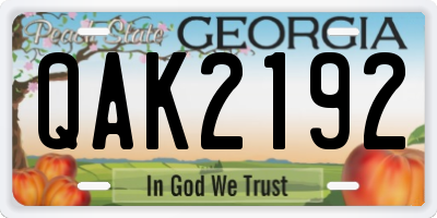GA license plate QAK2192