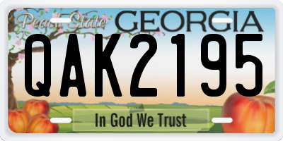 GA license plate QAK2195
