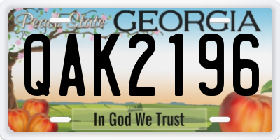 GA license plate QAK2196