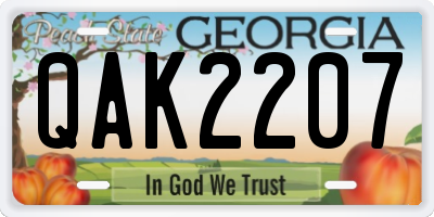 GA license plate QAK2207