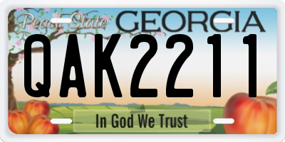 GA license plate QAK2211