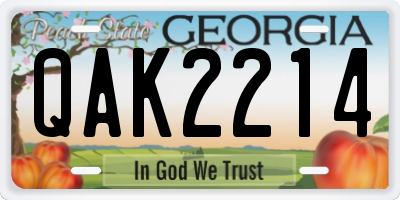GA license plate QAK2214