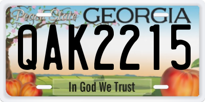 GA license plate QAK2215