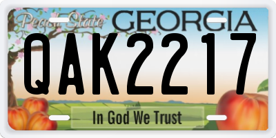 GA license plate QAK2217