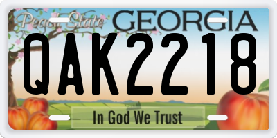 GA license plate QAK2218