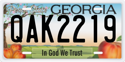 GA license plate QAK2219