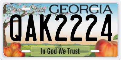 GA license plate QAK2224