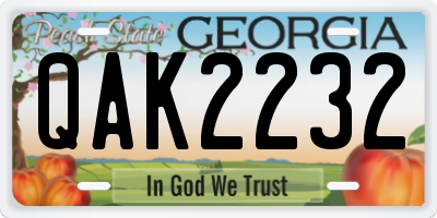 GA license plate QAK2232