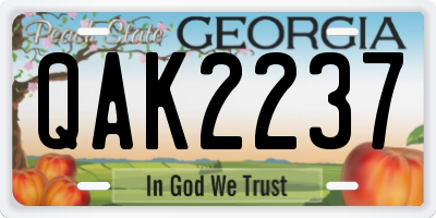 GA license plate QAK2237