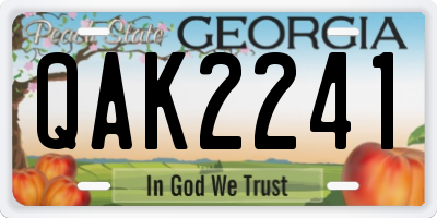 GA license plate QAK2241