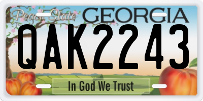 GA license plate QAK2243