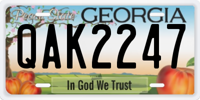 GA license plate QAK2247