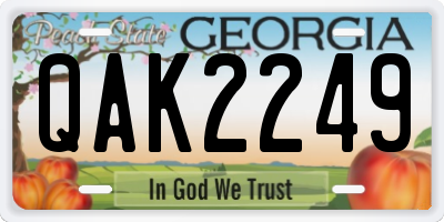 GA license plate QAK2249
