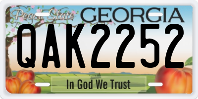 GA license plate QAK2252
