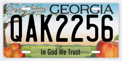 GA license plate QAK2256