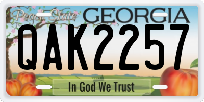 GA license plate QAK2257
