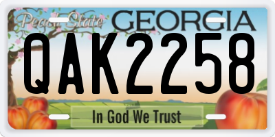 GA license plate QAK2258